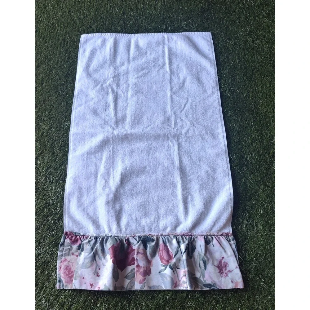 Avanti 1978 The Look Hand Towel Washcloth 3 Piece Vintage Ruffle Floral Cotton